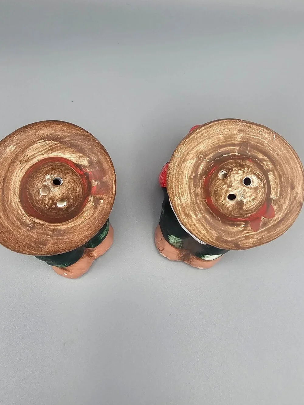 Vintage Hand-Painted Ceramic Mexican Couple Salt and Pepper Shakers